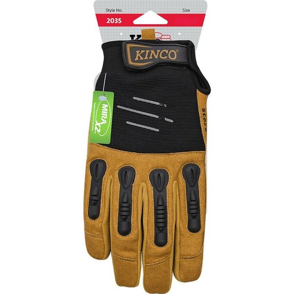 Kinco Foreman Men's Indoor/Outdoor Pull-Strap Padded Gloves Black/Tan L 1 pair 2035-L